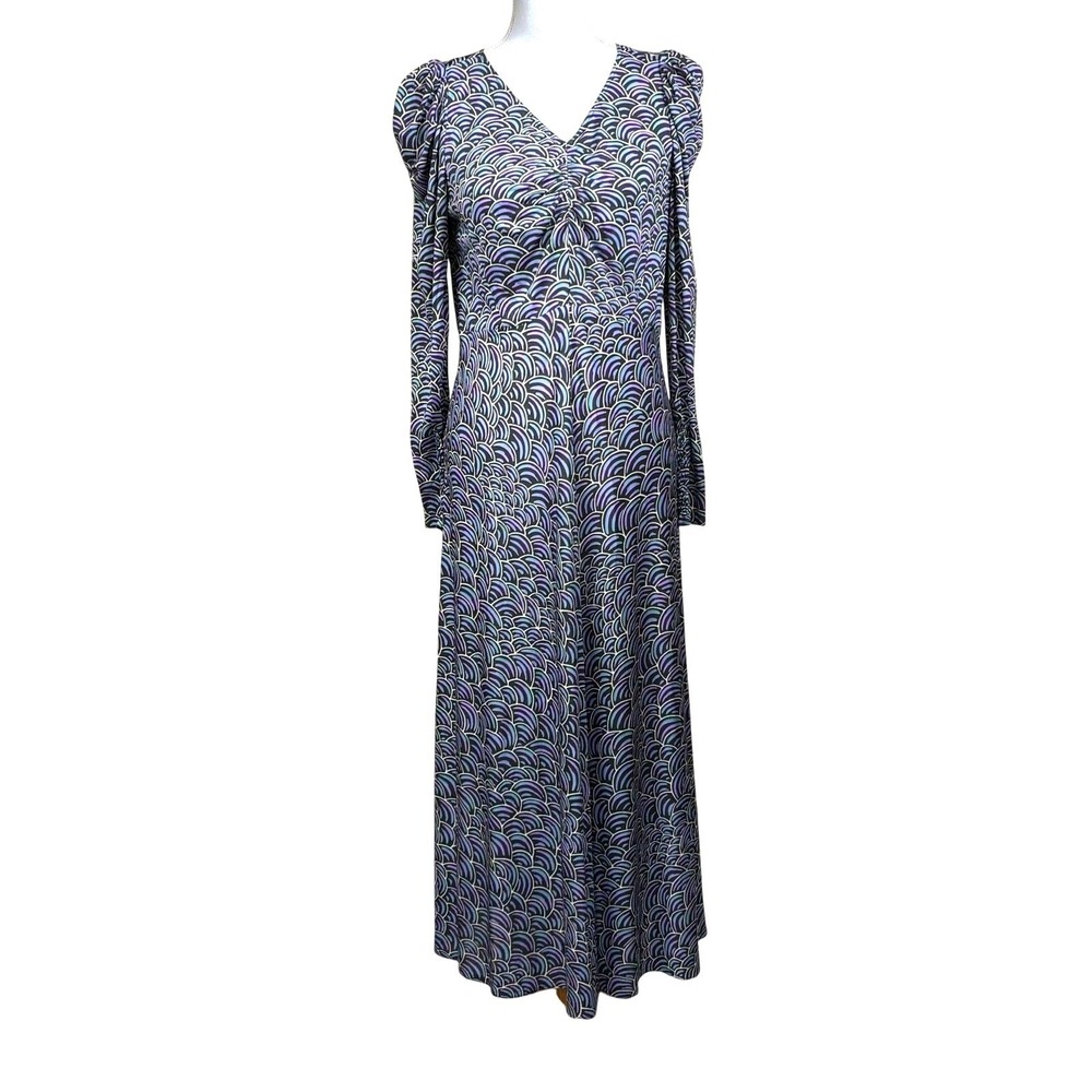 Kate Spade Black Art Deco Print Maxi Dress Size 4 Quiet Luxury Classic Elegant
